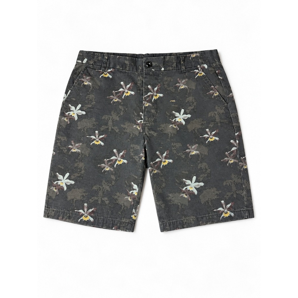 ASOS Men's Floral Chino Shorts Size 32 Gray Black Orchid Print Cotton